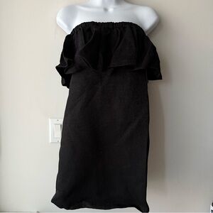 HALSTON Black Off Shoulder Statement Ruffle Mini Cocktail Dress NWT Size Small